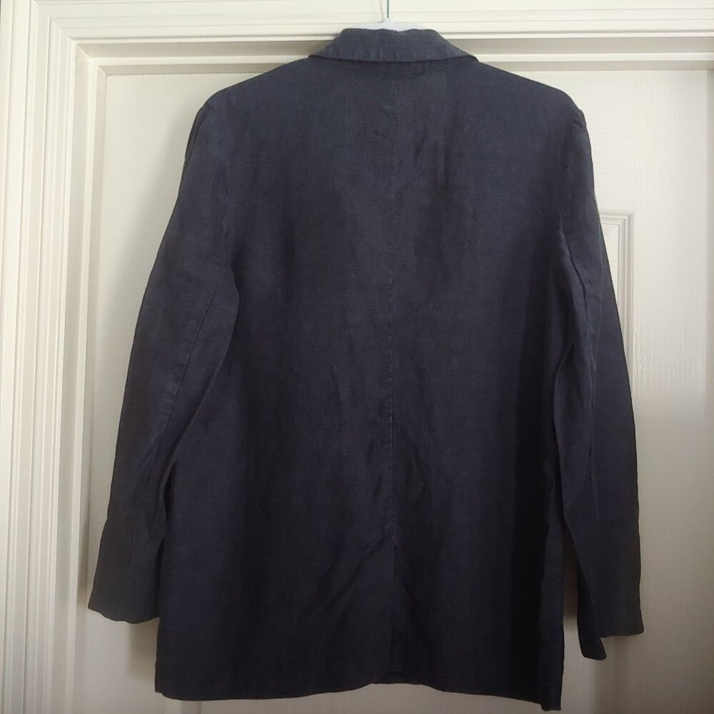 Garnet Hill Linen Career Business Travel Resort Nautical Coastal Button Blazer M - Picture 2 of 15